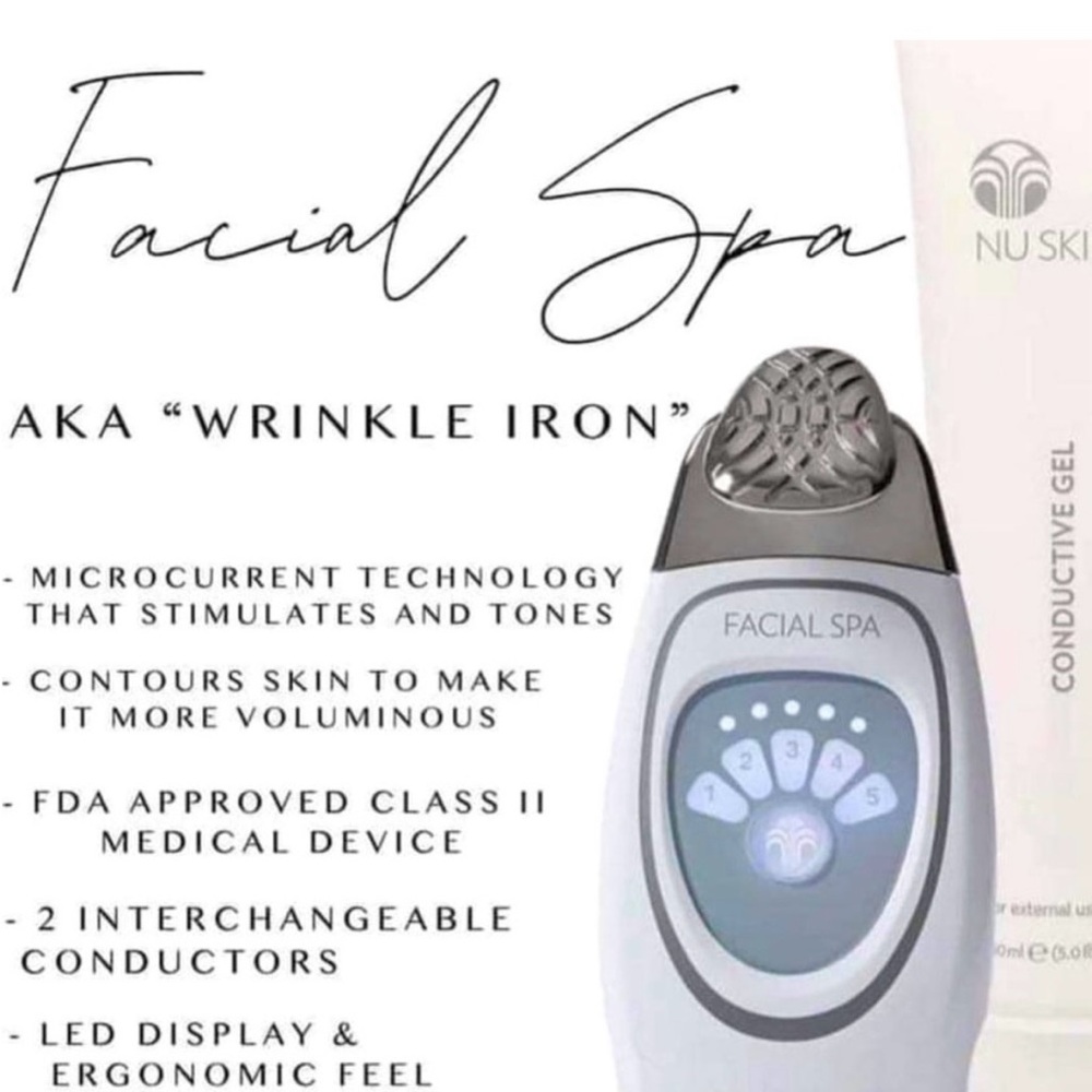 Skin Facial Spa Microcurrent Device - Silver and White